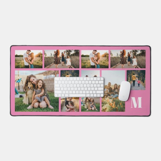 Gepersonaliseerde fotocollage monogram bureaumat (Keyboard & Muis)