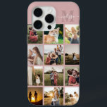 Gepersonaliseerde fotocollage monogram iPhone 15 pro max hoesje<br><div class="desc">Gepersonaliseerde foto Collage Monogram iPhone Case</div>