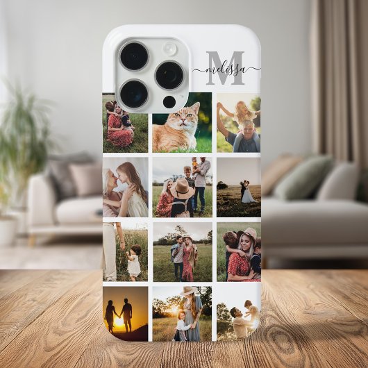 Gepersonaliseerde fotocollage monogram Case-Mate iPhone case