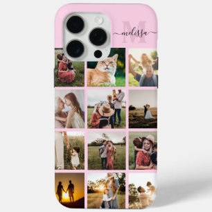 Gepersonaliseerde fotocollage monogram iPhone 15 pro max hoesje