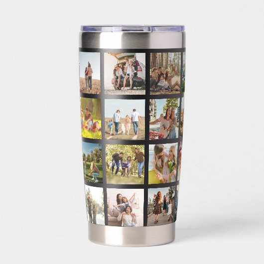 Gepersonaliseerde fotocollage monogram geïsoleerde drinkbeker (Voorkant)