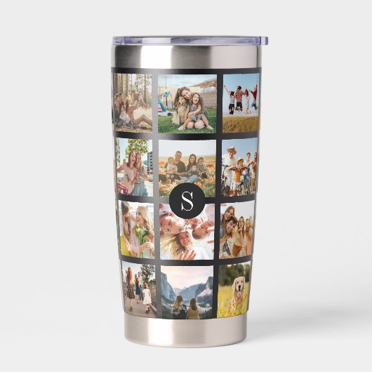 Gepersonaliseerde fotocollage monogram geïsoleerde drinkbeker (Links)