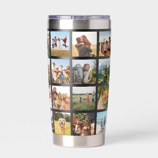 Gepersonaliseerde fotocollage monogram geïsoleerde drinkbeker (Achterkant)