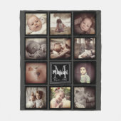Gepersonaliseerde fotocollage monogram initiaal fleece deken (Voorkant)