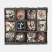 Gepersonaliseerde fotocollage monogram initiaal fleece deken (Voorkant (Horizontaal))