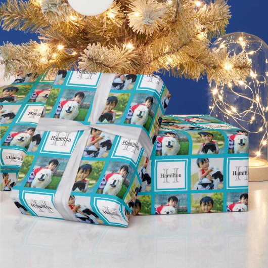 Gepersonaliseerde Fotocollage Monogram Initiaal Na Cadeaupapier (Feestdagen)