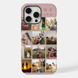 Gepersonaliseerde fotocollage monogram iPhone 15 pro max case