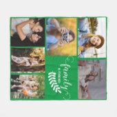 Gepersonaliseerde fotocollage, mooie familie groen fleece deken (Voorkant (Horizontaal))