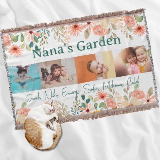 Gepersonaliseerde fotocollage Nana oma's tuin Deken