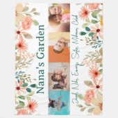 Gepersonaliseerde fotocollage Nana oma's tuin Fleece Deken (Voorkant)