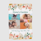 Gepersonaliseerde fotocollage Nana oma's tuin Golfhanddoek (Voorkant)