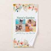 Gepersonaliseerde fotocollage Nana oma's tuin Handdoek (Handdoek)