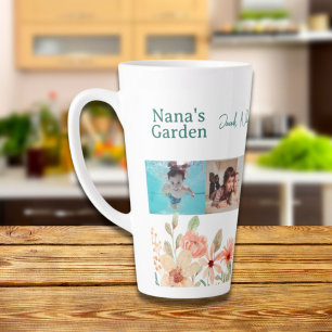 Gepersonaliseerde fotocollage Nana oma's tuin Latte Mok