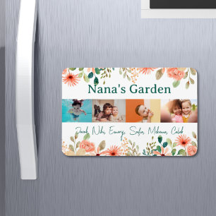 Gepersonaliseerde fotocollage Nana oma's tuin Magneet