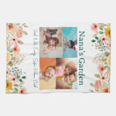 Gepersonaliseerde fotocollage Nana oma's tuin Theedoek (Horizontaal)