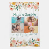 Gepersonaliseerde fotocollage Nana oma's tuin Theedoek (Verticaal)