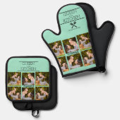 Gepersonaliseerde Fotocollage Oven Mitt & Pot Houd Ovenwant & Pannenlap Set (Voorkant / Achterkant)