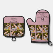 Gepersonaliseerde Fotocollage Oven Mitt & Pot Houd Ovenwant & Pannenlap Set (Voorkant)