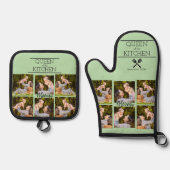Gepersonaliseerde Fotocollage Oven Mitt & Pot Houd Ovenwant & Pannenlap Set (Voorkant)