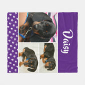 Gepersonaliseerde Fotocollage Pet Hondennaam Fleece Deken (Voorkant (Horizontaal))