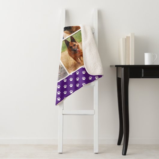 Gepersonaliseerde Fotocollage Pet Hondennaam Sherpa Deken (In situ)