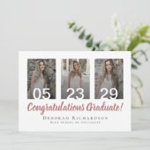 Gepersonaliseerde Fotocollage Roos Goud Afstuderen Kaart (Staand voorkant)