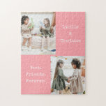 Gepersonaliseerde Fotocollage Roze Naam Beste Vrie Legpuzzel<br><div class="desc">Vier je vriendschap met deze schattige roze puzzel met twee foto's, speciaal ontworpen voor beste vrienden! Met een trendy kleurenblok stijl en moderne esthetiek, deze puzzel is de perfecte manier om uw favoriete herinneringen vast te leggen met uw BFF. De zachte roze tinten en het unieke ontwerp maken dit een...</div>