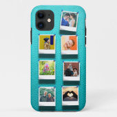 Gepersonaliseerde Fotocollage Turquoise Girly Tren Case-Mate iPhone Case (Achterkant)