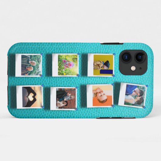 Gepersonaliseerde Fotocollage Turquoise Girly Tren Case-Mate iPhone Case (Achterkant (horizontaal))