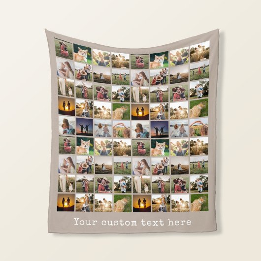 Gepersonaliseerde fotocollage van 72 fleece deken