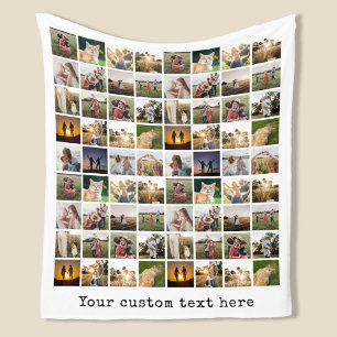 Gepersonaliseerde fotocollage van 72 fleece deken