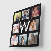 Gepersonaliseerde fotocollage vierkante klok (Hoek)