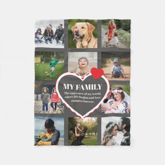 Gepersonaliseerde fotocollage voor gezinsherenigin fleece deken (Voorkant)
