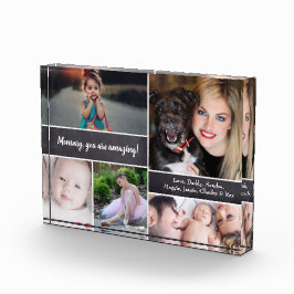Gepersonaliseerde Fotocollage voor mama, krijtbord Fotoblokken