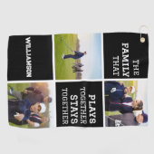 Gepersonaliseerde Fotocollage Zwart-wit Golfhanddoek (Horizontaal)