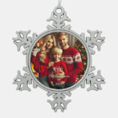 Gepersonaliseerde fotofamilie tin sneeuwvlok ornament (Voorkant)