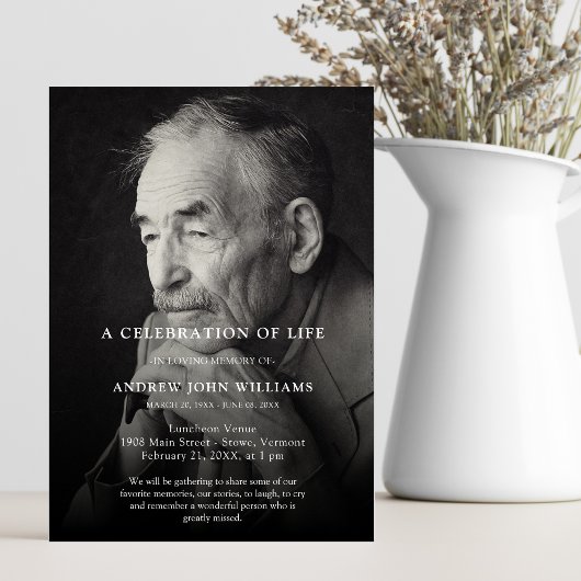 Gepersonaliseerde fotofeest ter ere van de uitvaar kaart