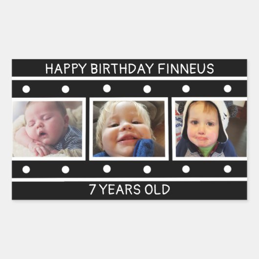 Gepersonaliseerde fotofilmstrip Birthday Rechthoekige Sticker (Voorkant)