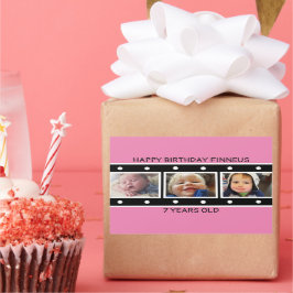 Gepersonaliseerde fotofilmstrip Birthday Rechthoekige Sticker