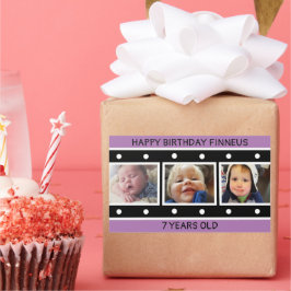 Gepersonaliseerde fotofilmstrip Birthday Rechthoekige Sticker