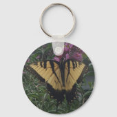 Gepersonaliseerde fotogele en zwarte vlinder sleutelhanger (Voorkant)