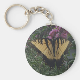 Gepersonaliseerde fotogele en zwarte vlinder sleutelhanger