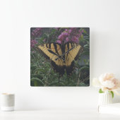 Gepersonaliseerde fotogele en zwarte vlinder vierkante klok (Huis)