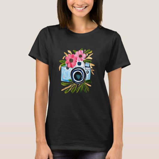 Gepersonaliseerde fotografie  camerabloemen t-shirt (Voorkant)