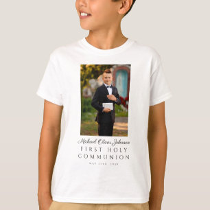 Gepersonaliseerde Fotojongen Eerste Heilige Commun T-shirt