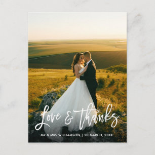 gepersonaliseerde fotokalligrafie bruiloft bedankt briefkaart