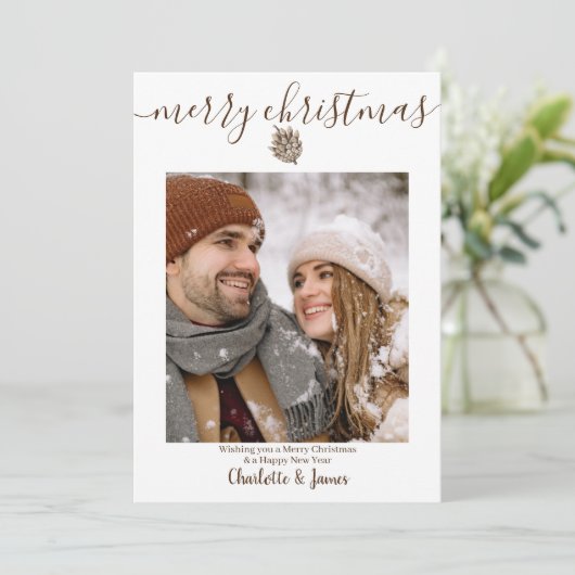 Gepersonaliseerde fotokerst feestdagenkaart (Staand voorkant)