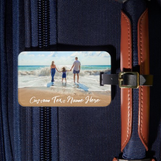 Gepersonaliseerde fotokofferlabel met aangepaste t bagagelabel (Voorkant Insitu 4)