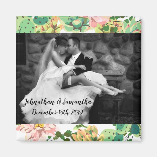 Gepersonaliseerde fotomagneet Bohemian Cactus Succ Magneet (Voorkant)