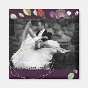 Gepersonaliseerde fotomagneet Plum Paarse Rozen Go Magneet